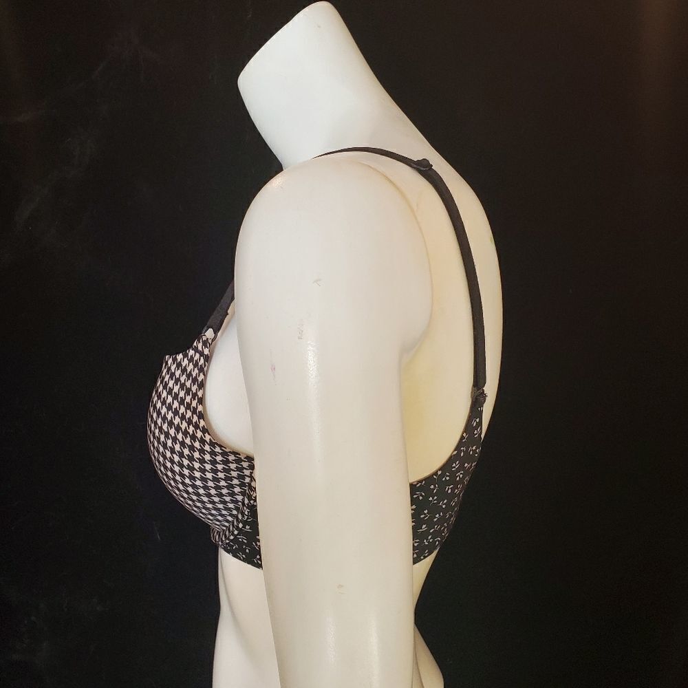 Victoria's Secret Push-Up Black & White Houndstooth & Floral Bra (32C) - Picture 3 of 5